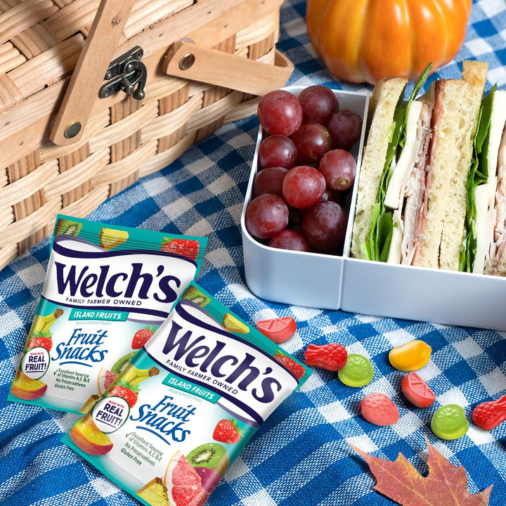 Welch's Fruit Snacks, Fruit Punch & Island Fruits Variety Pack, Perfect for School Lunches, Gluten Free, Bulk Pack, 0.8 oz Individual Single Serve Bags (Pack of 40) 0.8 Ounce (Pack of 40)