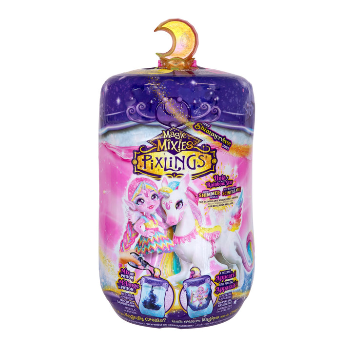 Magic Mixies Pixlings Shimmerverse Series, Create & Mix Potion to Reveal Unia The Unicorn Pixling & Rainbow Star The Pegacorn, This Beautiful 6.5" Pixling Doll Appears Inside The Potion Bottle