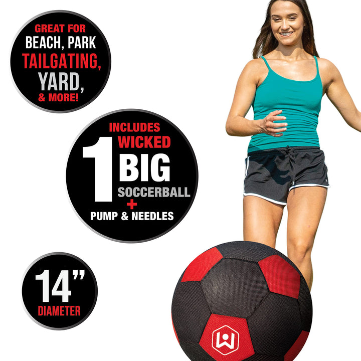 Wicked Big Sports  Exclusive Updated Soccer Ball-Supersized Soccer Ball Outdoor Sport Tailgate Backyard Beach Game Fun for All, (99959) Soccer  Exclusive