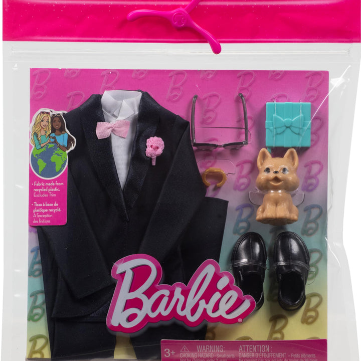 Barbie Clothes, Groom Fashion Pack for Ken Doll on Wedding Day, Tuxedo with Accessories for Complete Look