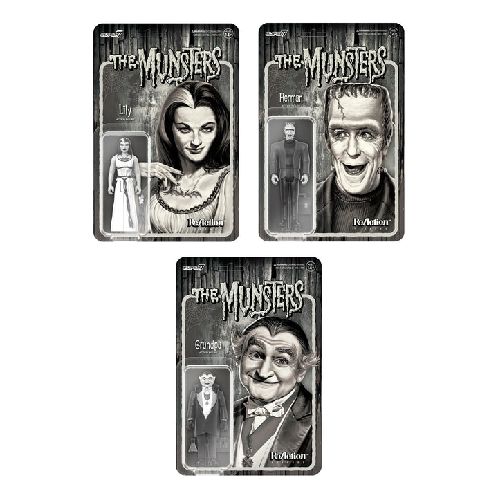 Super7 The Munsters Lily Munster (Grayscale) - 3.75" The Munsters Action Figure with Accessory Classic TV Collectibles and Retro Toys