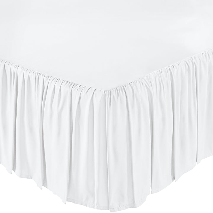 Basics Lightweight Ruffled Bed Skirt, Classic Style, Soft and Stylish 100% Microfiber With 16" Drop, Full, White, Solid