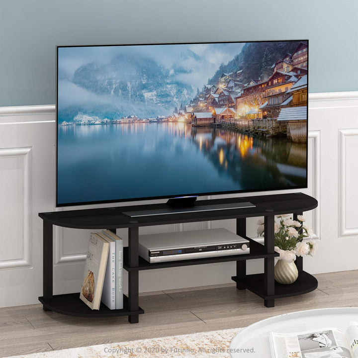 Furinno Turn-S-Tube Wide TV Entertainment Center, Sonoma Oak/White, 47. 25x13. 4x15. 9 4-Tiers with Round Corner