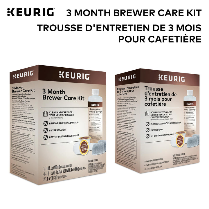 Keurig 3-Month Brewer Maintenance Kit Includes Descaling Solution, Water Filter Cartridges & Rinse Pods, Compatible Classic/1.0 & 2.0 K-Cup Coffee Makers, 7 Count