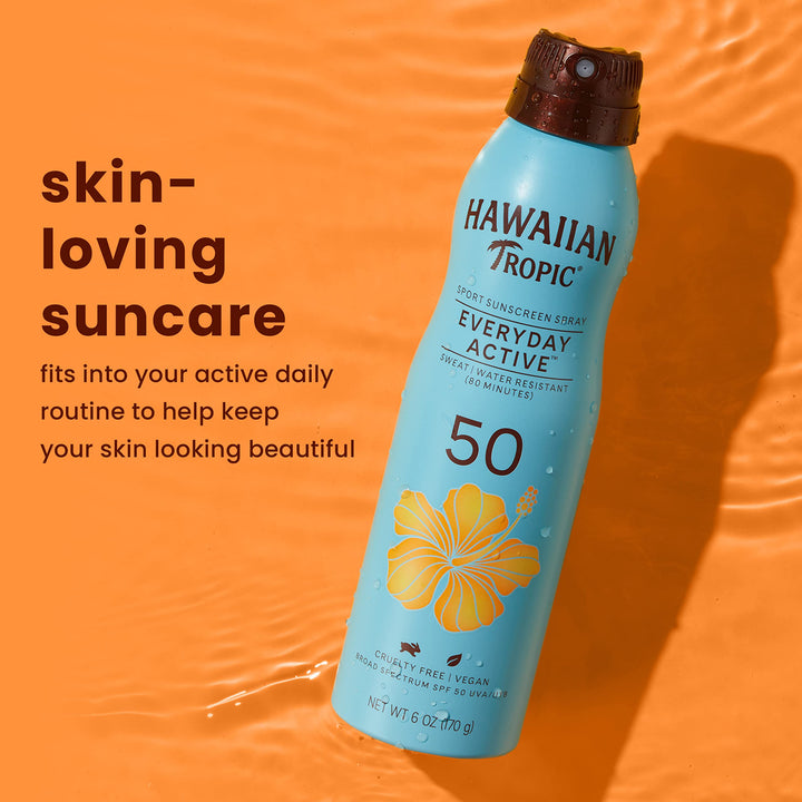 Hawaiian Tropic Everyday Active Spray Sunscreen SPF 50, 6oz | Hawaiian Tropic Sunscreen SPF 50, Sunblock, Oxybenzone No Sunscreen, Spray On Sunscreen, Body Sunscreen Spray SPF 50, 6oz each Twin Pack 6 Ounce (Pack of 2) SPF 50 - Twin Pack