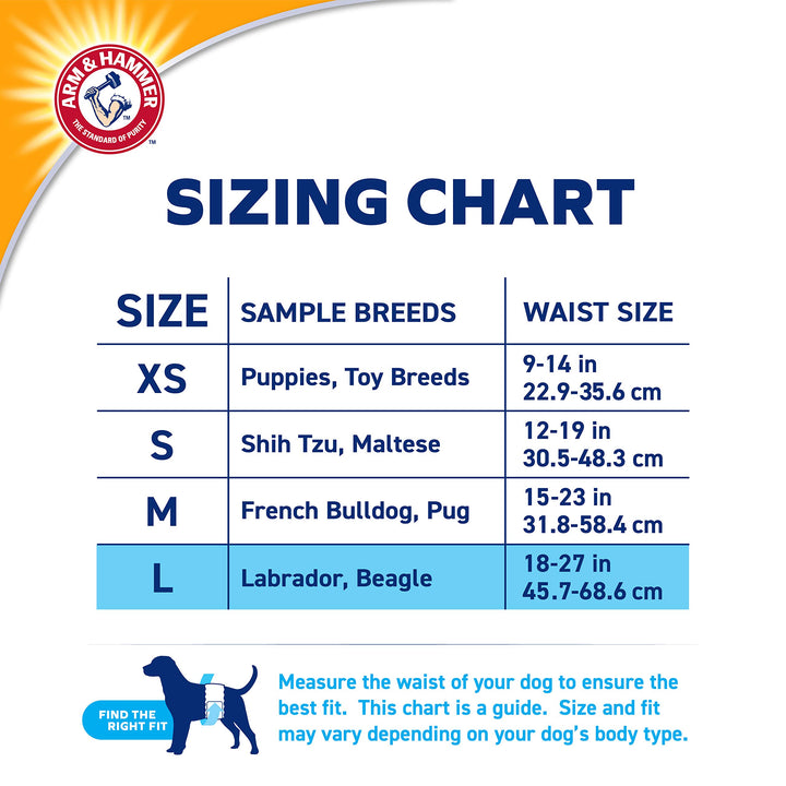 Arm & Hammer For Pets Male Dog Wraps, Medium 12 Ct | Ultra-Absorbent, Adjustable Male Dog Diapers with Leak-Proof Protection & Wetness Indicator | Arm & Hammer Baking Soda Enhanced for Odor Control Male Wraps Medium (12 Count)