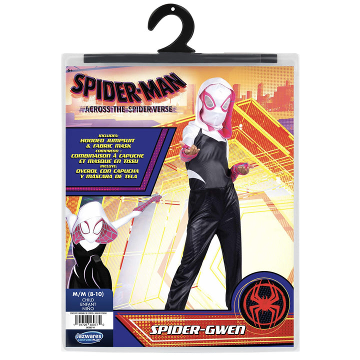 MARVEL Spider-Gwen Official Adult Halloween Costume - Premium Quality Hooded Jumpsuit with Pull On Fabric Mask Medium