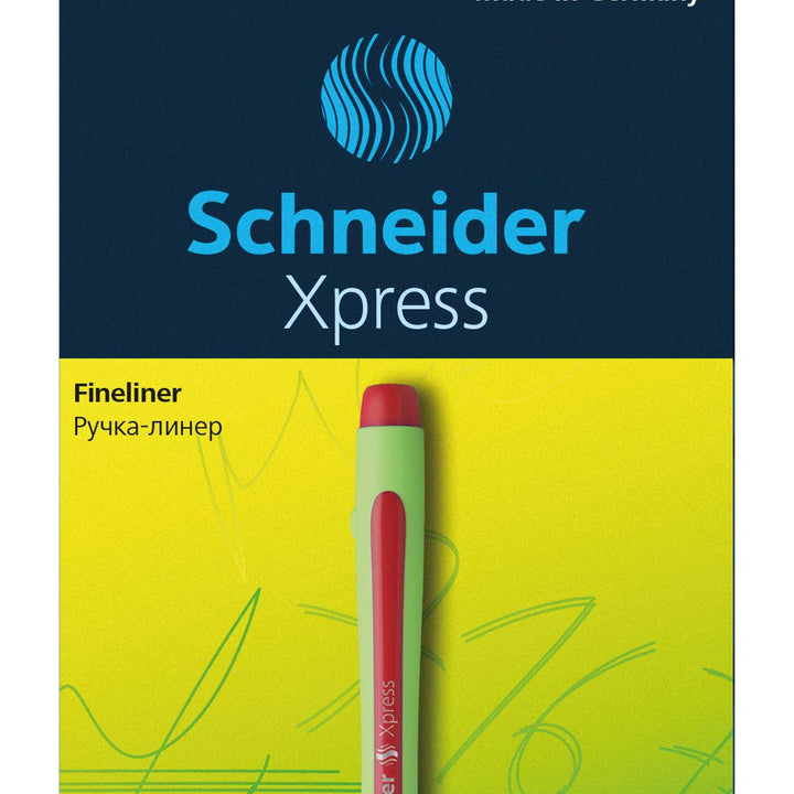 Schneider Xpress Premium Fineliner, 0.8 mm Porous Point, Light Green Barrel, Red Ink, Box of 10 Pens (190002)