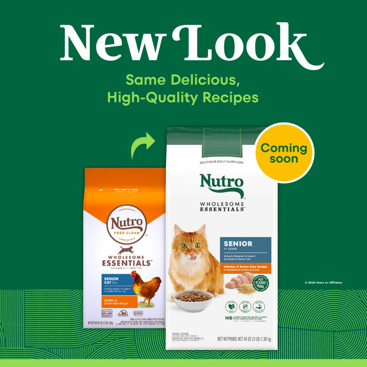 NUTRO WHOLESOME ESSENTIALS Natural Dry Cat Food, Senior Cat Chicken & Brown Rice Recipe , Kibble, 5 lb. Bag 5 Pound (Pack of 1)