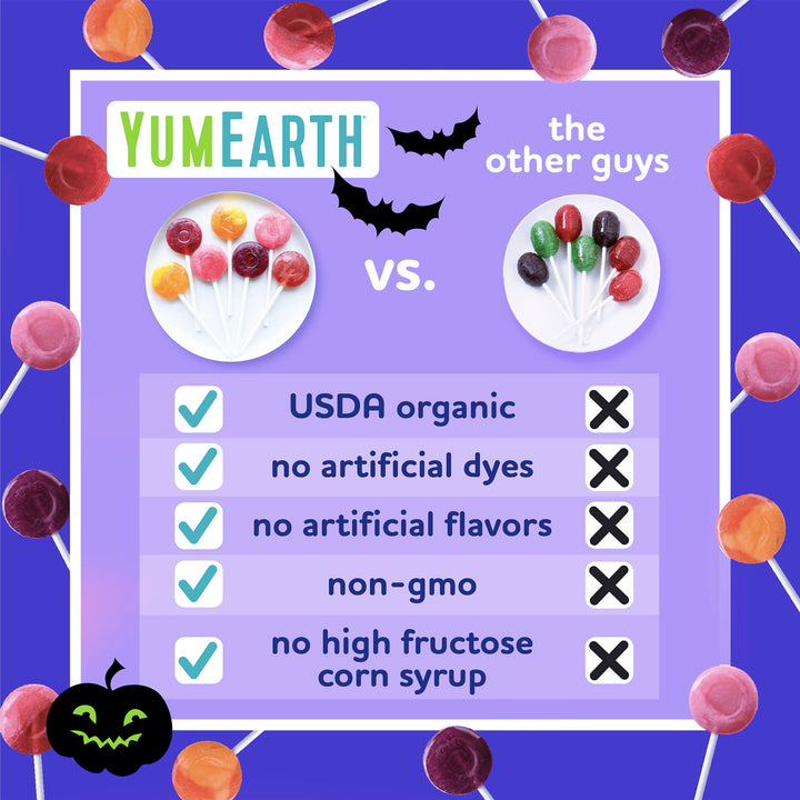 YumEarth Organic Halloween Lollipops, 40 lollipops 40 Count (Pack of 1)