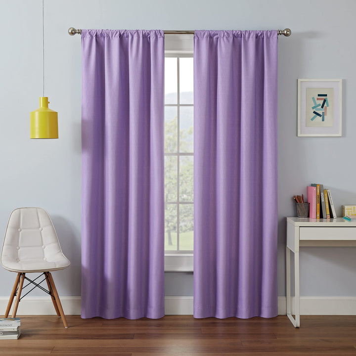 ECLIPSE Kendall Modern Blackout Thermal Rod Pocket Window Curtain for Bedroom or Living Room (1 Panel), 42 X 54, Light Purple