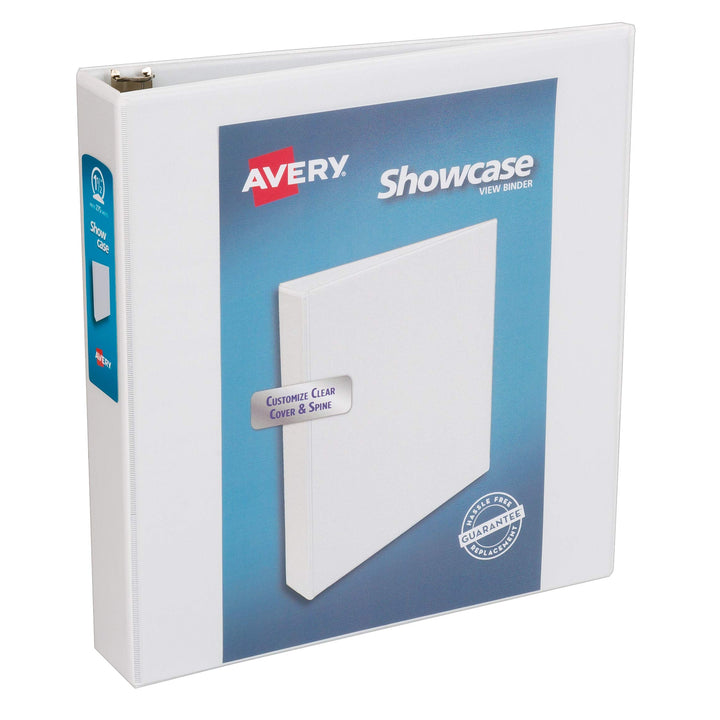 Avery Economy Showcase View 3 Ring Binder, 1.5" Round Rings, 1 White Binder (19651)