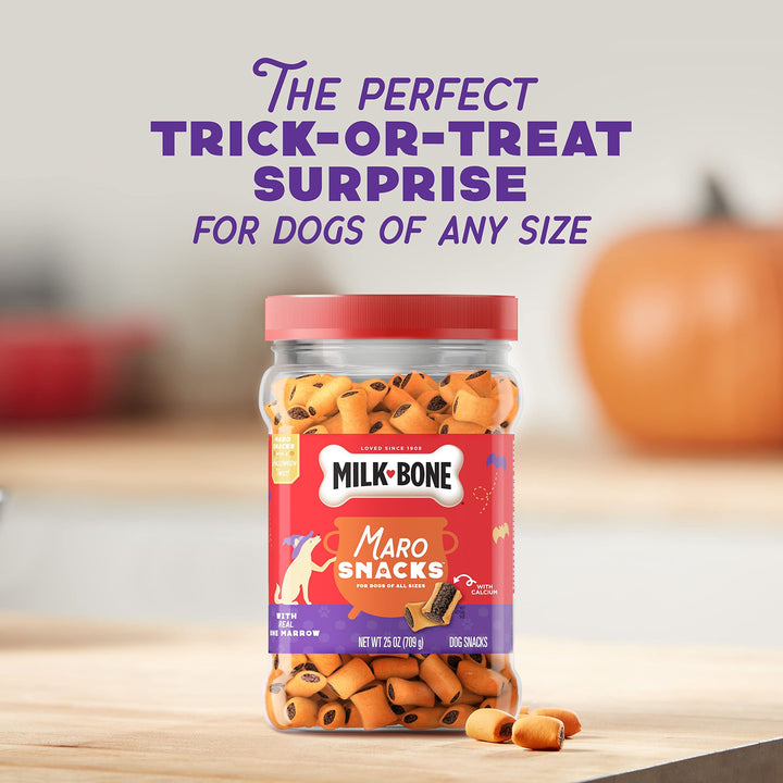 Milk-Bone MaroSnacks Dog Snacks, Halloween Dog Treats, 25 oz. Canister Halloween MaroSnacks 1.56 Pound (Pack of 1)