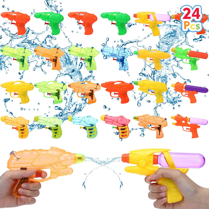 8-Piece Water Gun Set for Kids - Dinosaur Squirt Guns - Water Blaster Soakers - Water Activated Vests - Long-Range Shooting - Summer Pool and Beach Toy