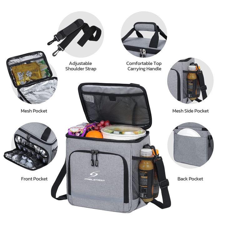 Maelstrom Lunch Box for Men,Insulated Lunch Bag Women/Men,Leakproof Lunch Cooler Bag, Lunch Tote Bag 1.Single Layer - Dark Gray 1.Single-Layer (15L/24cans)