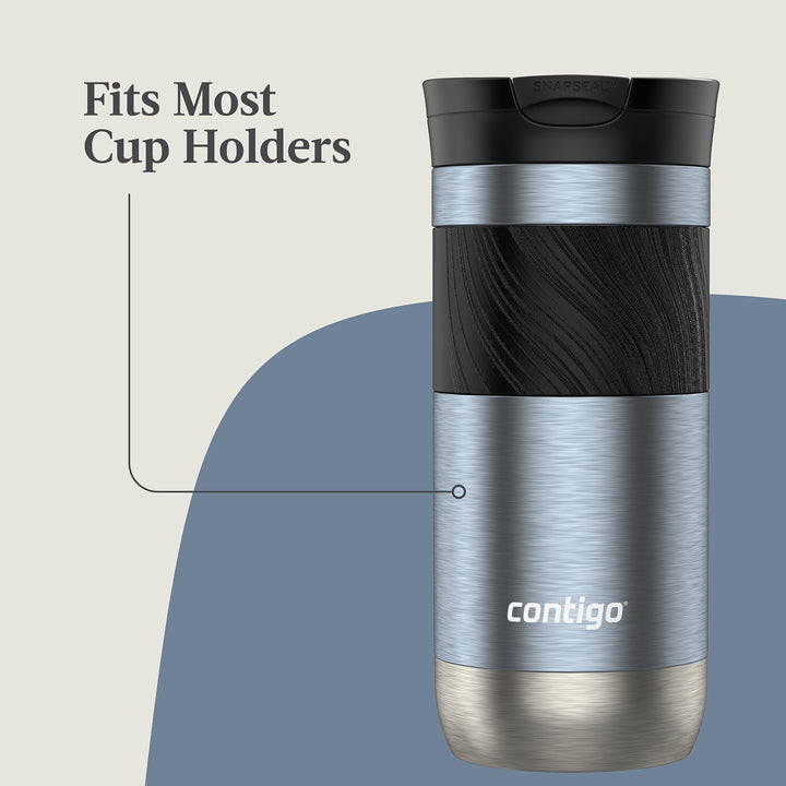 Contigo Byron Vacuum-Insulated Stainless Steel Travel Mug with Leak-Proof Lid, Reusable Coffee Cup or Water Bottle, BPA-Free, Keeps Drinks Hot or Cold for Hours, 16oz, Dark Ice Transparent