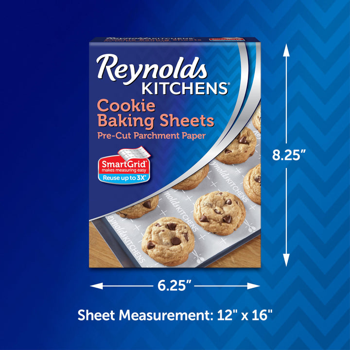 Reynolds Kitchens Cookie Baking Sheets, Pre-Cut Parchment Paper,25 Count (Pack of 4), 100 Total Sheets 25 Count (Pack of 4)