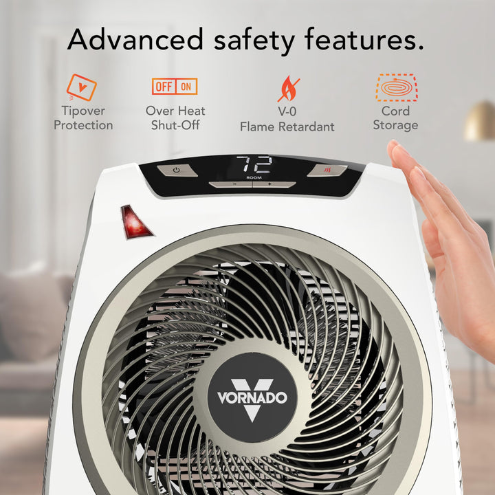 Vornado AVH10 Space Heater for Home, Fan Only Option, Digital Display with Adjustable Thermostat, Advanced Safety Features, Auto Climate Control, Whole Room Electric Heater for Indoors AVH10 — Auto Climate