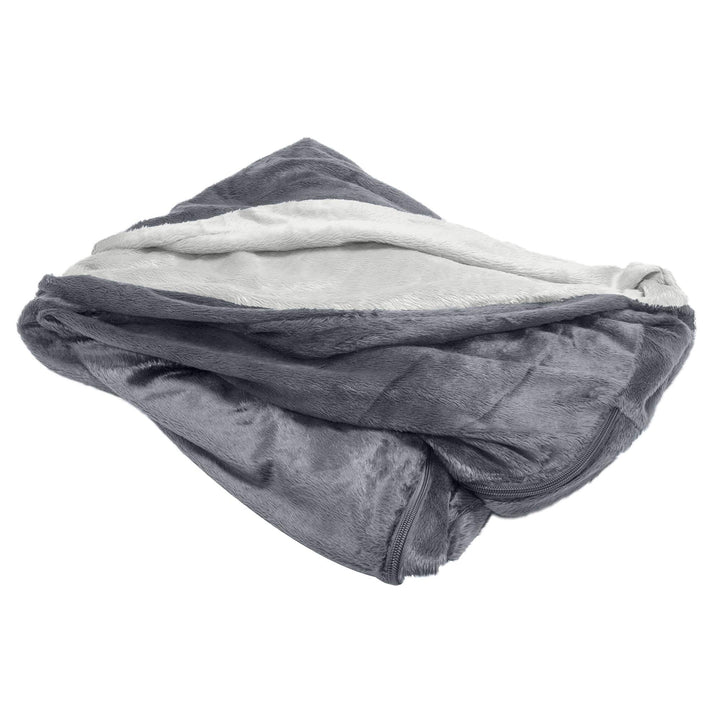 Furhaven Replacement Dog Bed Cover Microvelvet Snuggery, Machine Washable - Silver, 26-inch