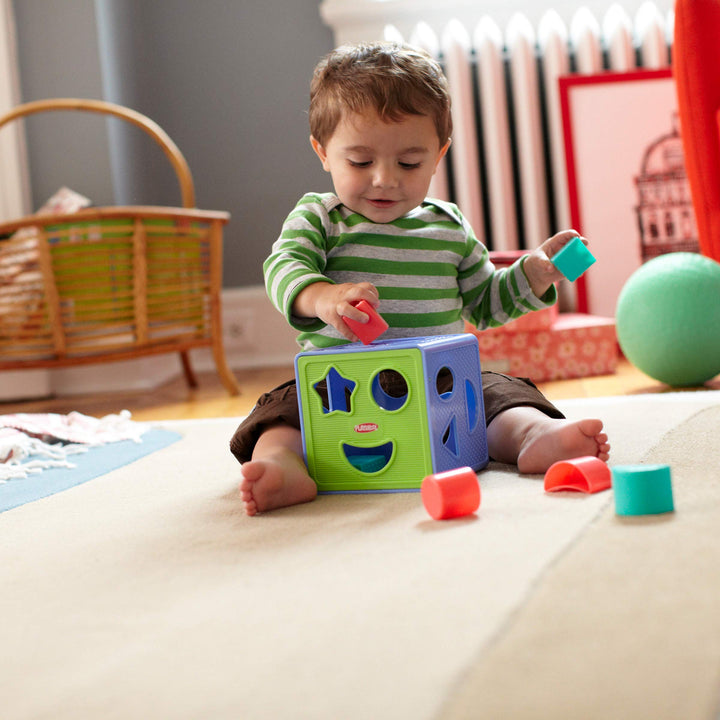 Playskool Form Fitter Shape Sorter Matching Activity Cube Toy with 9 Shapes for Toddlers and Kids 18 Months and Up ( Exclusive)