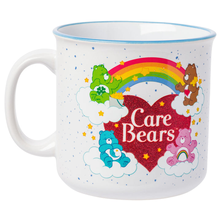 Silver Buffalo Care Bears Rainbow Glitter Heart Logo Ceramic Camper Mug, 20 Ounces