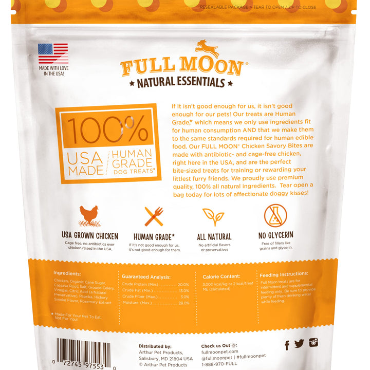 Full Moon All Natural Human Grade Dog Treats, Essential Chicken Savory Bites, 16 Ounce