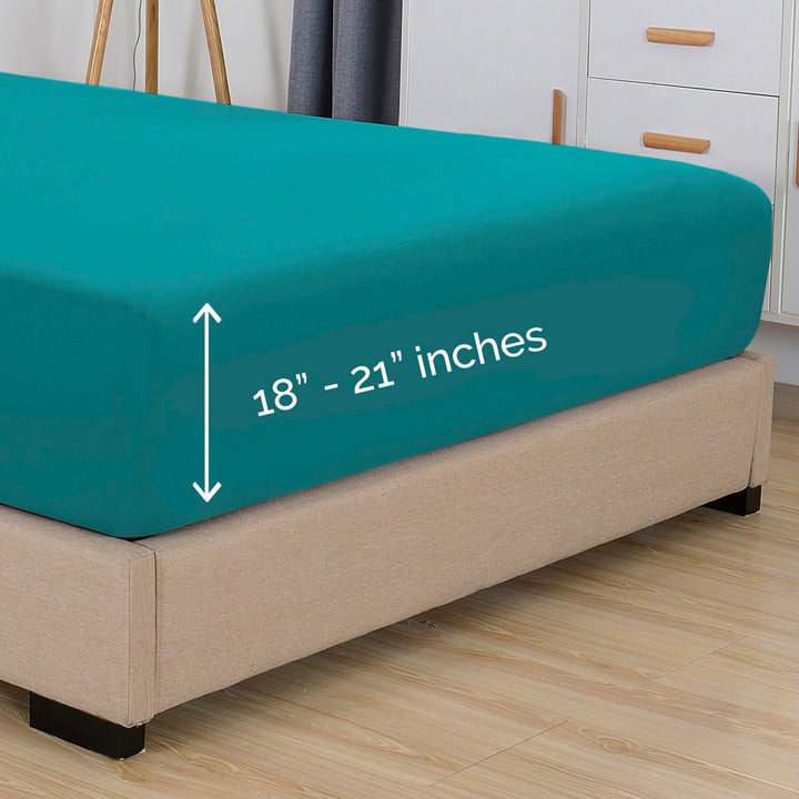 Elegant Comfort 1500 Premium Hotel Quality 18-24 Inches Deep - Extra Deep Pocket Single Fitted Sheet for High Mattress, Luxury and Softest, Smart Pocket - Wrinkle Free, California King, Marine Teal Cal King - EXTRA DEEP Pocket