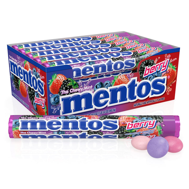 Mentos Halloween Trick or Treat Chewy Candy Mint Roll, Berry Flavored, Individually Wrapped Bulk Candy, Party, Office, Concessions, Non-Melting, 14 Count (Pack of 15)