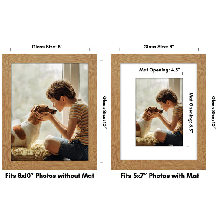 Americanflat 8x10 Picture Frame in Dark Oak - Use as 5x7 Picture Frame with Mat or 8x10 Frame Without Mat - Engineered Wood Photo Frame with Shatter-Resistant Glass and Easel for Wall and Tabletop