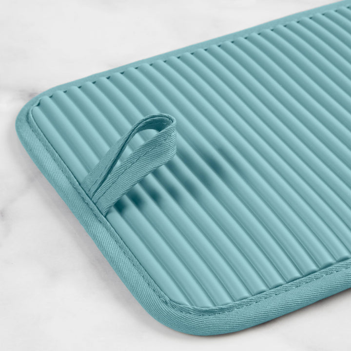 KitchenAid Ribbed Soft Silicone Pot Holder 2-Pack Set, Mineral Water Aqua, 7"x9" 7"x9" Holder Set