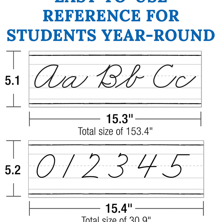 Carson Dellosa 39-Piece Farmhouse Cursive Alphabet and Number Line Bulletin Board Set, Cursive Alphabet Wall Strip and Number Line, Cursive Classroom Poster, and Modern Farmhouse Classroom Cutouts