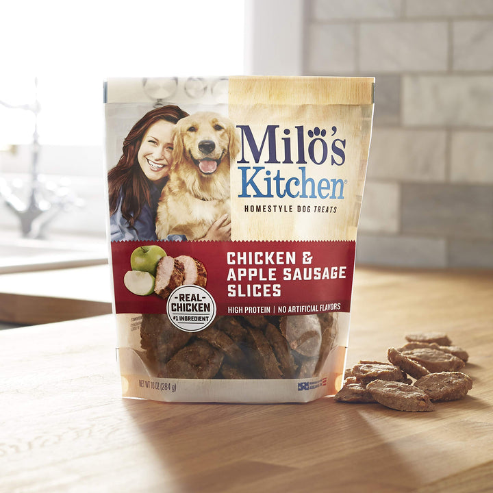 Milo's Kitchen Dog Treats, Chicken & Apple Sausage Slices, 18 Ounce