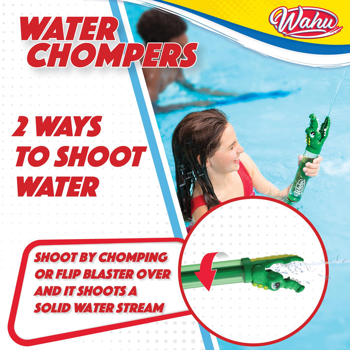 Wahu Water Chompers Shark Water Blaster Toy for Kids Ages 8+, Kids Water Squirter Water Gun Toy with EZ-Grip Handle, Sprays Over 25'