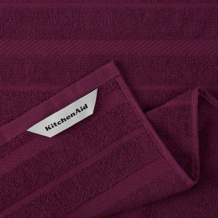 KitchenAid Albany Kitchen Towel 4-Pack Set, Boysenberry Purple/White, 16"x26"