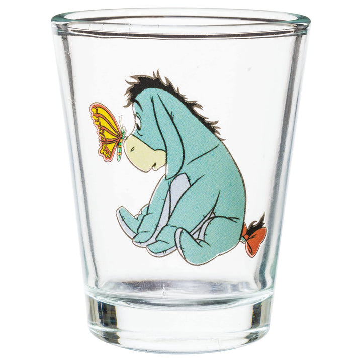 Silver Buffalo Disney Winnie the Pooh Retro Art 4 Pack Mini Glass Set, 1.5 Ounces