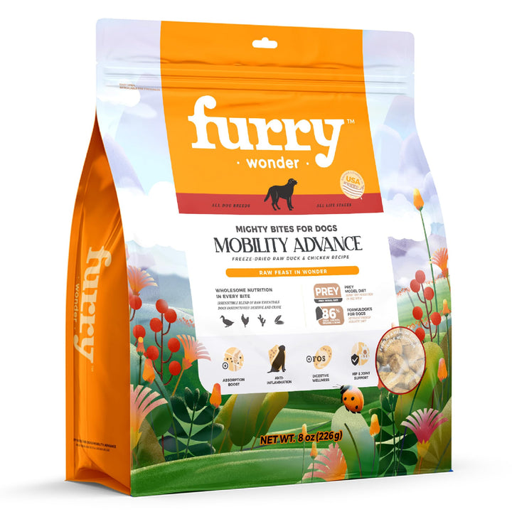 Freeze Dried Raw Dog Food Duck and Chicken Recipe 8 Ounce, UAS Made Grain Free High Protein Dog Food for Complete Meal or Food Topper, Freeze Dried Raw Diet for Mobility Advance 8 Ounce (pack of 1)