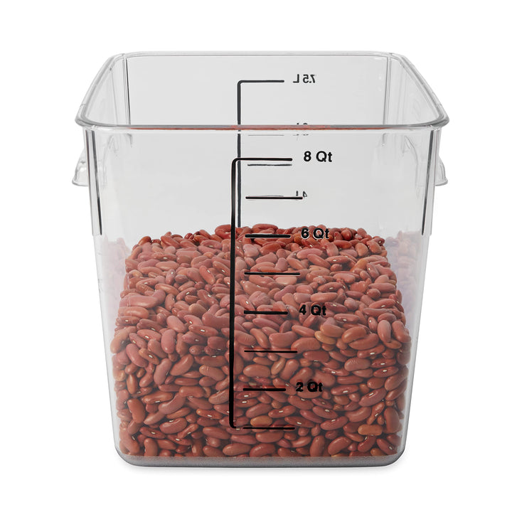 Rubbermaid Commercial Products Space Saving Food Storage Container, 8-Quart, Clear,-40 F to 121 F Temperature Range, Best use for Restaurant Kitchens/Wet and Dry Food/Meats/Pasta ,Lid not included 8 Qt.