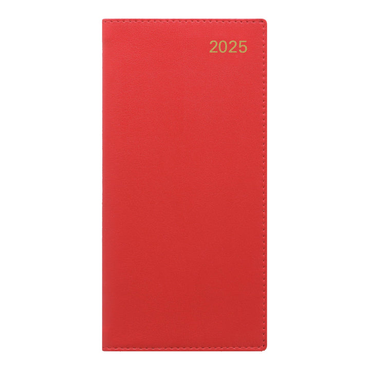 Letts of London® Belgravia 2025 Weekly/Monthly Appointment Book and Planner, 12 Months, January to December, Horizontal, Slim Size, 6.625" x 3.25", English, Red (C33SRD-25)