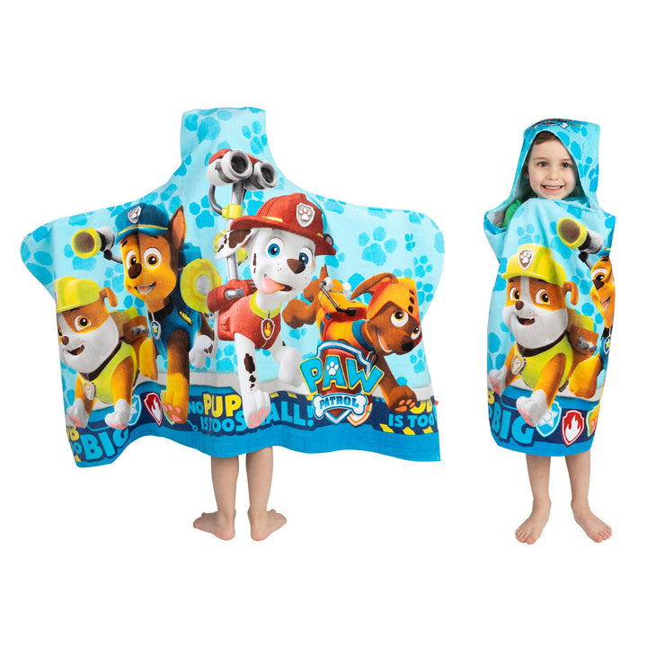 Franco Kids Bath and Beach Soft Cotton Terry Hooded Towel Wrap, 24" x 50", Paw Patrol Blue Multicolor 24 in x 50 in