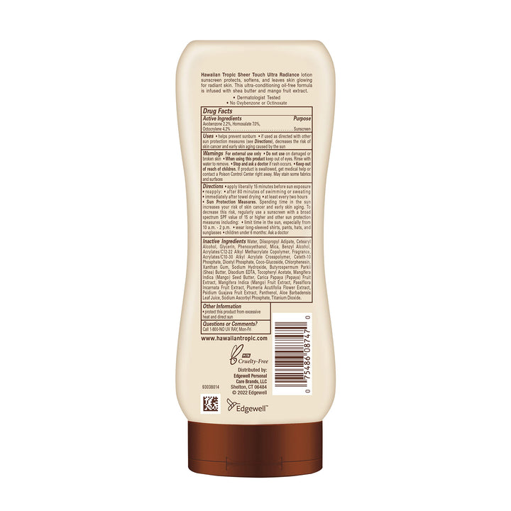 Hawaiian Tropic Sheer Touch Ultra Radiance Lotion Sunscreen SPF 30, 8oz | Hawaiian Tropic Sunscreen SPF 30, Sunblock, Broad Spectrum Sunscreen, Oxybenzone Free Sunscreen, Body Sunscreen, 8oz