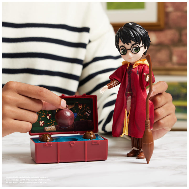 Wizarding World Harry Potter, 8-inch Harry Potter Quidditch Doll Gift Set with Robe and 9 Doll Accessories, 11 Pieces, for Kids