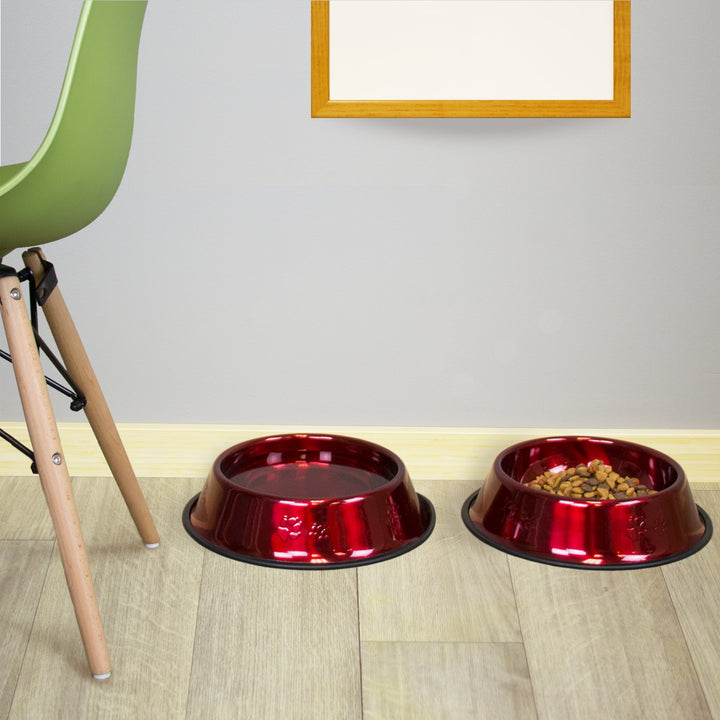 Platinum Pets Non-Tip Stainless Steel Dog Bowl, 80 Oz, C/Y Apple X-Large Candy Apple Red