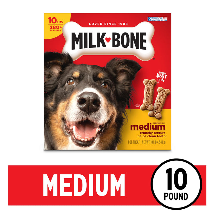 Milk-Bone Original Dog Treats for Medium Dogs, 10 Pound, Crunchy Biscuit Helps Clean Teeth Beef 10 Pound (Pack of 1)