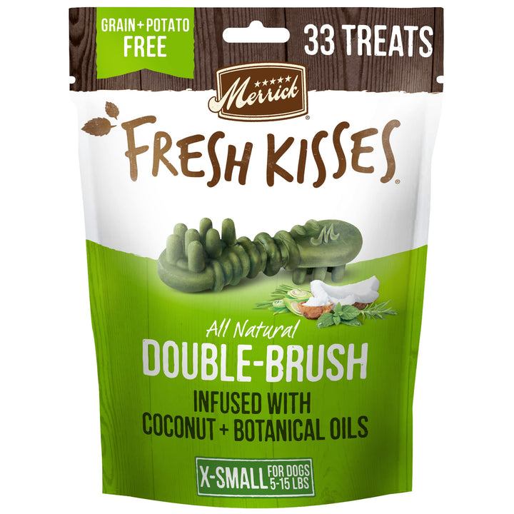 Merrick Fresh Kisses Natural Dental Chews Infused With Coconut And Botanical Oils For Tiny Dogs 5-15 Lbs - 33 ct. Bag