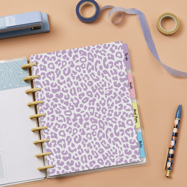 Avery Planner Dividers for Happy Planner 9-disc Classic Size Planners, 4-Tab Set, Pastel Animal Print Design, 1 Set (25495)