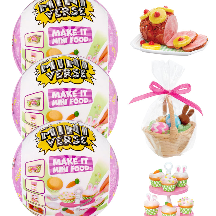 MGA's Miniverse Make It Mini Food Spring Series 3 Count(Pack of 1) Collectibles, Easter, Blind Mystery Packaging, DIY, Crafts, Resin Play, Kitchen Replica Food, NOT Edible, Collectors, 8+