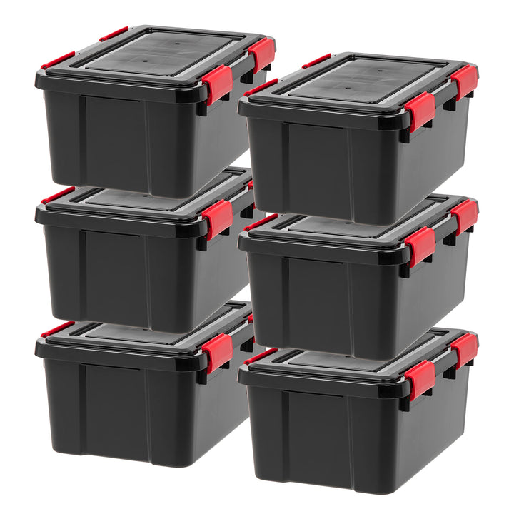 IRIS USA 54 Quart Stackable Plastic Storage Bins with Lids and Latching Buckles, 6 Pack - Pearl, Containers with Lids and Latches, Durable Nestable Closet, Garage, Totes, Tubs Boxes Organizing Latching Lid 54 Qt. - 6 Pack