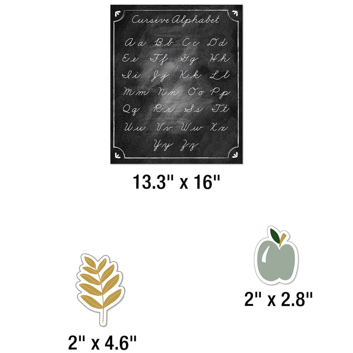 Carson Dellosa 39-Piece Farmhouse Cursive Alphabet and Number Line Bulletin Board Set, Cursive Alphabet Wall Strip and Number Line, Cursive Classroom Poster, and Modern Farmhouse Classroom Cutouts