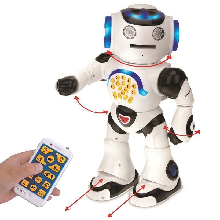 LEXIBOOK Powerman - Remote Control Walking Talking Toy Robot, Dances, Sings, Reads Stories, Math Quiz, Shooting Discs, and Voice Mimicking, for Kids 4+ - ROB50US