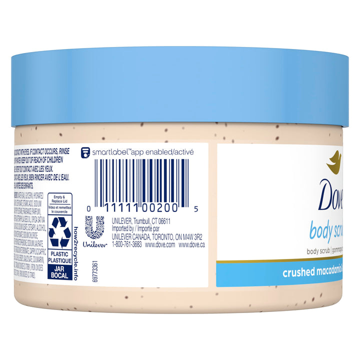 Dove Scrub Macadamia & Rice Milk Reveals Visibly Smoother Skin Body Scrub That Nourishes Skin 10.5 oz